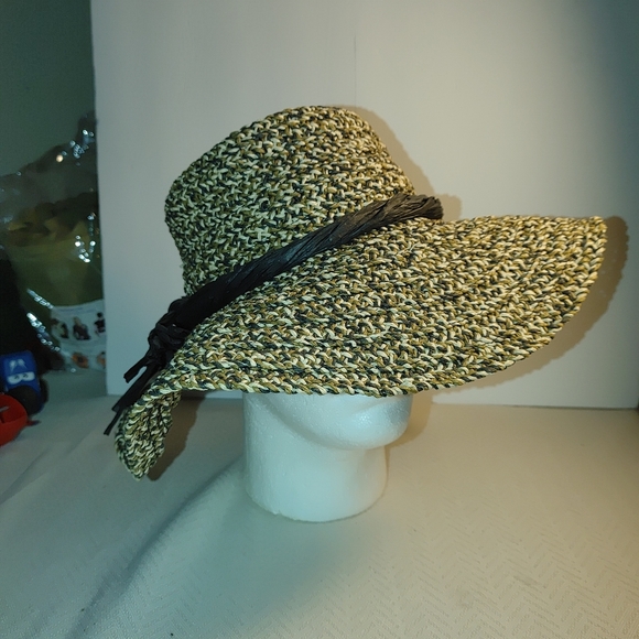 Wide Brim Jessica Simpson Brown Design Floppy Hat - Picture 1 of 12